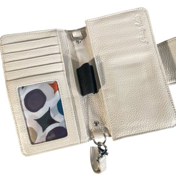 Grace Adele Cream Leather Wallet Wristlet Detachable Strap Compact Smaller Size - Picture 3 of 9